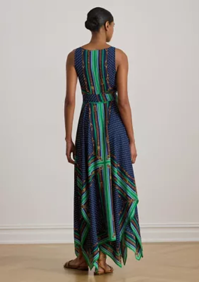 Belting & Polka-Dot Georgette Dress