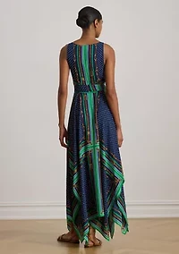 Belting & Polka-Dot Georgette Dress