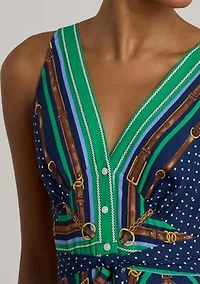 Belting & Polka-Dot Georgette Dress