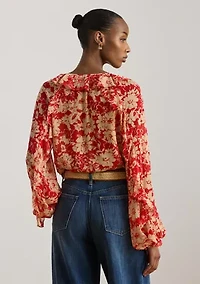 Women's Floral Ruffle-Trim Georgette Blouse
