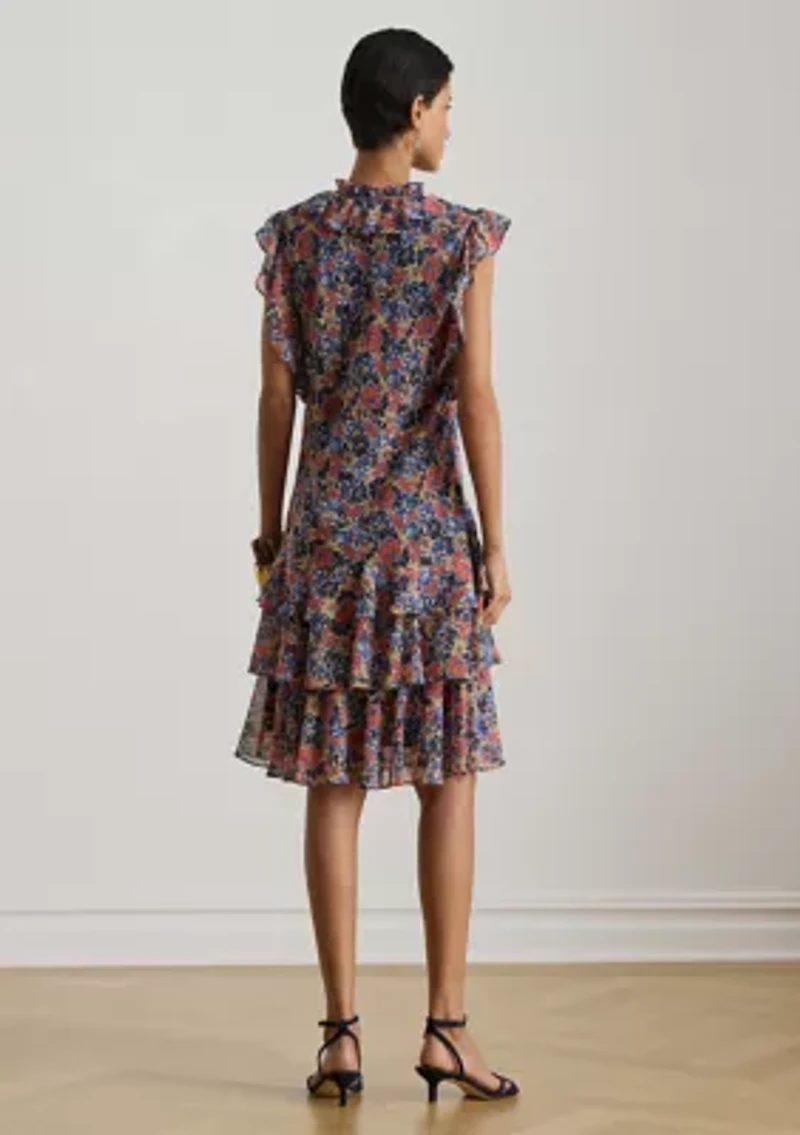 Women's Floral Ruffle-Trim Georgette Dress