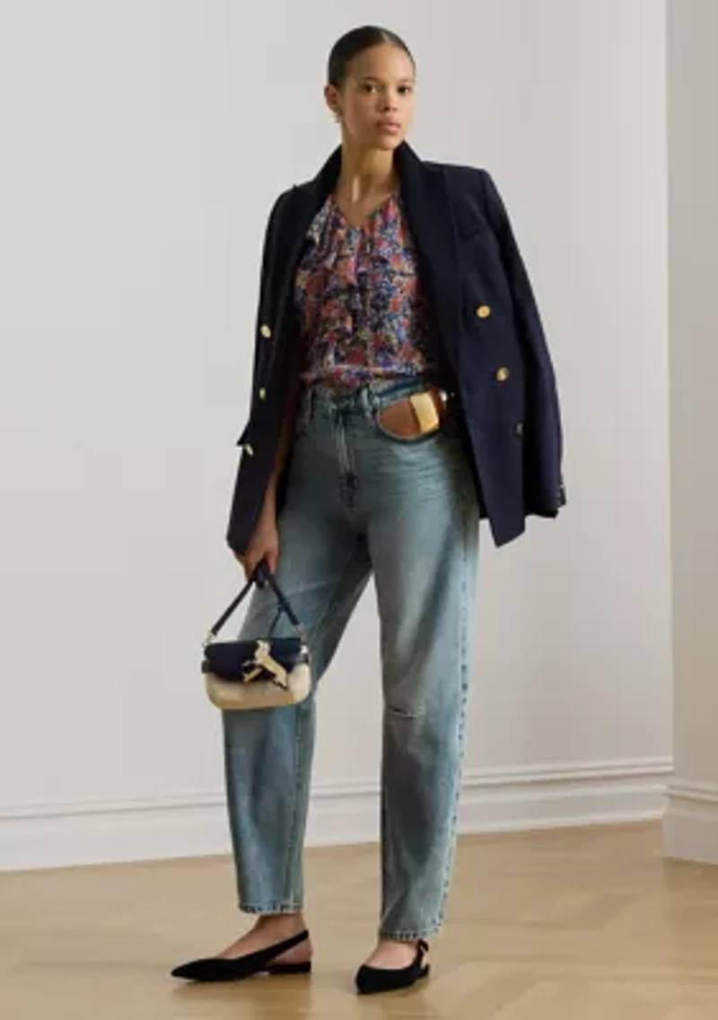 Women's Floral Ruffle-Trim Georgette Blouse