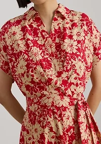 Women's Floral Belted Crepe Dress