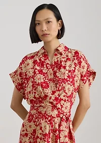Women's Floral Belted Crepe Dress