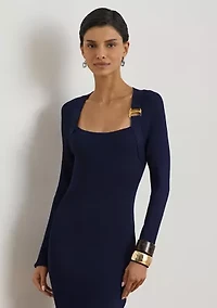 Women's Buckle-Trim Rib-Knit Sweater Dress