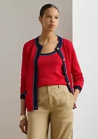 Women's Two-Tone Cotton-Blend Cardigan