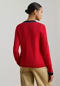 Women's Two-Tone Cotton-Blend Cardigan