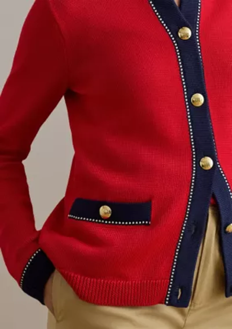 Women's Two-Tone Cotton-Blend Cardigan