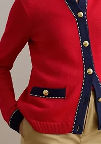 Women's Two-Tone Cotton-Blend Cardigan