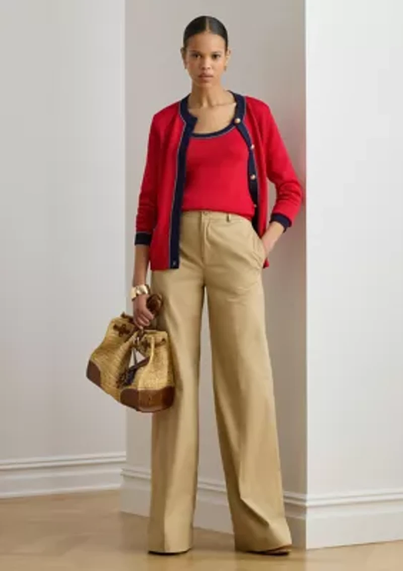 Women's Two-Tone Cotton-Blend Cardigan