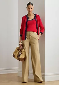 Women's Two-Tone Cotton-Blend Cardigan