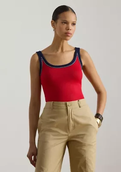 Two-Tone Cotton-Blend Sweater Tank Top