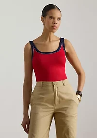 Two-Tone Cotton-Blend Sweater Tank Top