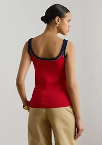 Two-Tone Cotton-Blend Sweater Tank Top