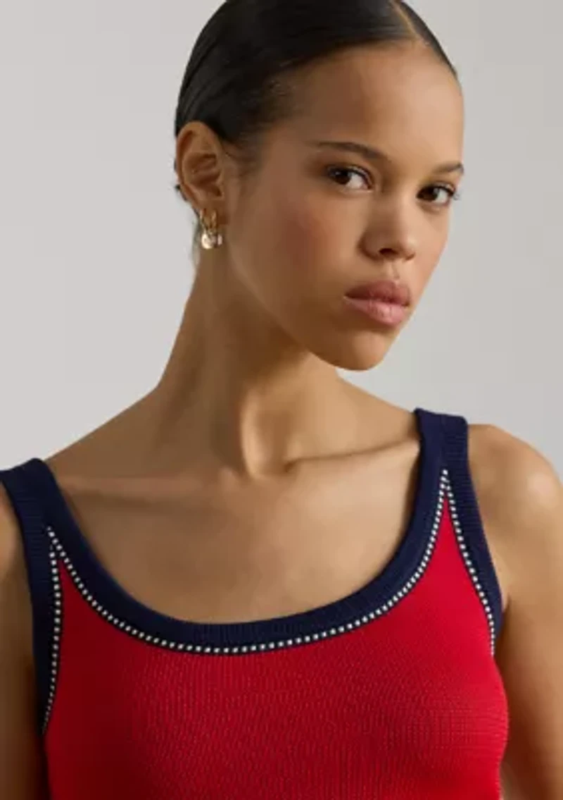 Two-Tone Cotton-Blend Sweater Tank Top