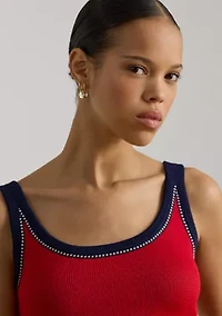 Two-Tone Cotton-Blend Sweater Tank Top