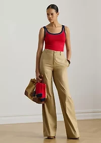 Two-Tone Cotton-Blend Sweater Tank Top