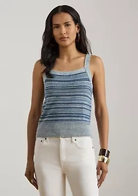 Women's Striped Linen-Cotton Sweater Tank Top