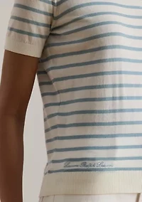 Women's Striped Cotton Short-Sleeve Sweater
