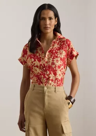 Women's Relaxed Fit Floral Short-Sleeve Shirt