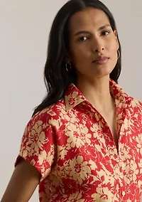 Women's Relaxed Fit Floral Short-Sleeve Shirt