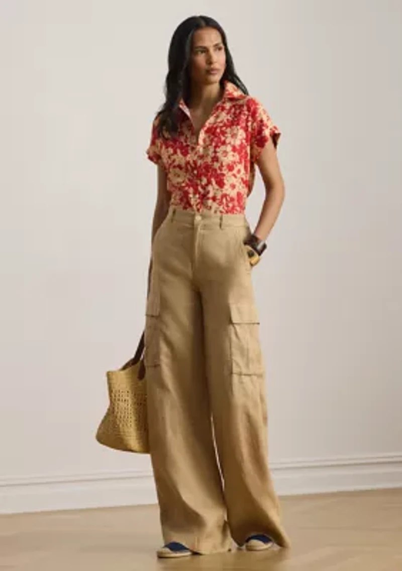 Women's Relaxed Fit Floral Short-Sleeve Shirt