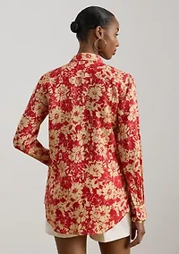 Women's Relaxed Fit Floral Linen Shirt