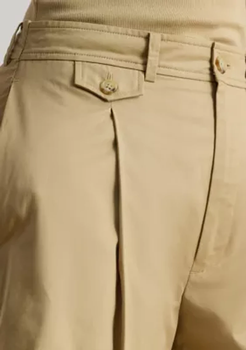 Women's Pleated Cotton Twill Wide-Leg Shorts