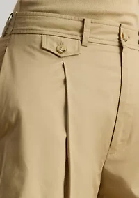 Women's Pleated Cotton Twill Wide-Leg Shorts