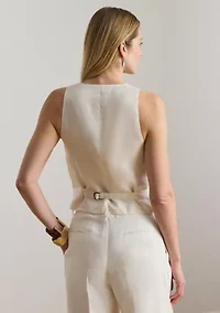 Women's Linen-Blend Twill Vest