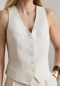 Women's Linen-Blend Twill Vest