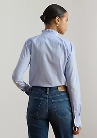 Women's Ruffle-Trim End-on-End Cotton Shirt