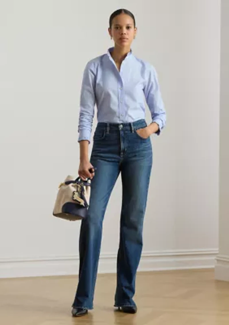 Women's Ruffle-Trim End-on-End Cotton Shirt