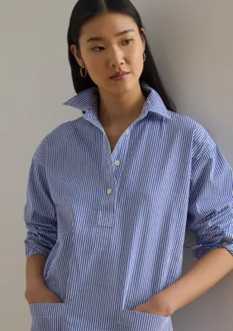 Women's Striped Cotton Broadcloth Shirtdress