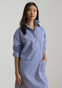 Women's Striped Cotton Broadcloth Shirtdress