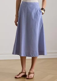 Women's Striped Paneled Cotton Broadcloth Skirt