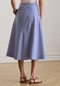 Women's Striped Paneled Cotton Broadcloth Skirt