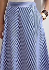 Women's Striped Paneled Cotton Broadcloth Skirt