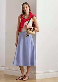 Women's Striped Paneled Cotton Broadcloth Skirt