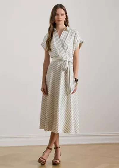 Women's Striped Belted Twill Dress