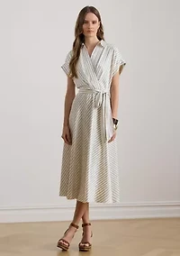 Women's Striped Belted Twill Dress