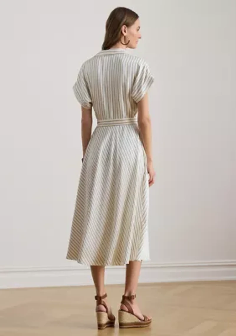 Women's Striped Belted Twill Dress