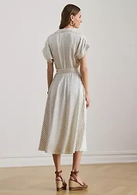 Women's Striped Belted Twill Dress