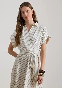 Women's Striped Belted Twill Dress