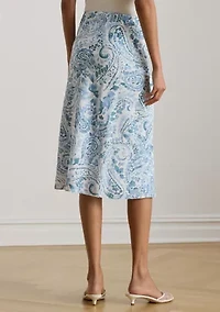 Paisley Crepe Midi Skirt