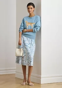 Paisley Crepe Midi Skirt
