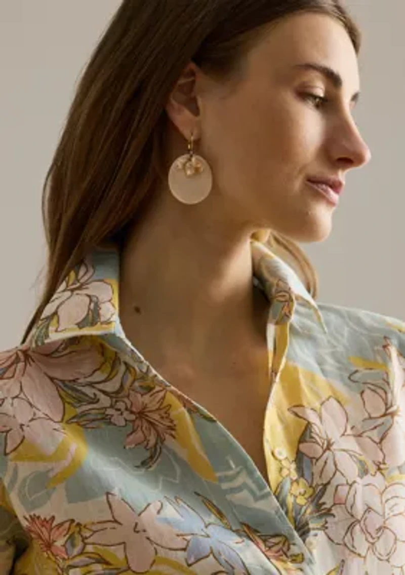 Women's Relaxed Fit Floral Linen Shirt