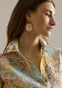 Women's Relaxed Fit Floral Linen Shirt