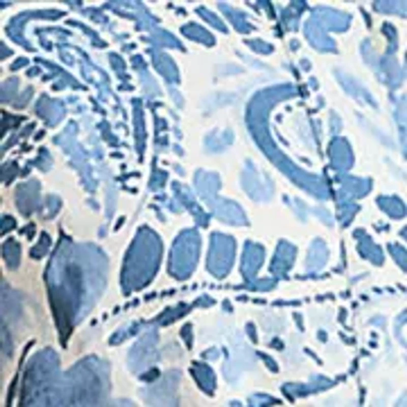 Women's Paisley Tie-Front Linen Shirtdress