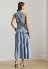Women's Striped Broadcloth Tiered Shirtdress